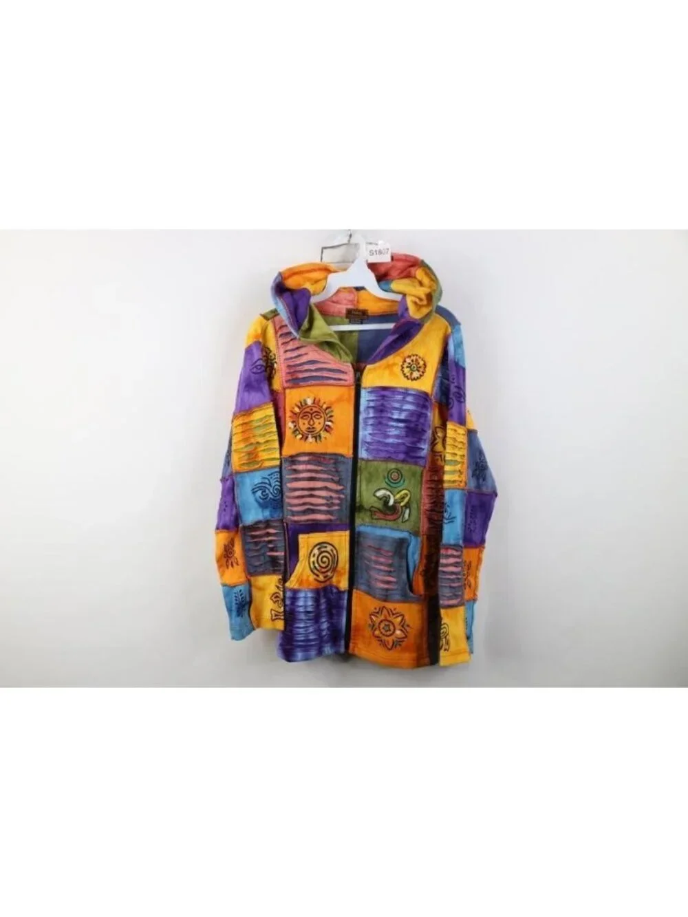 Vtg 90s Y2K Streetwear Womens M Babydoll Fairy Sun Celestial Full Zip Hoodie